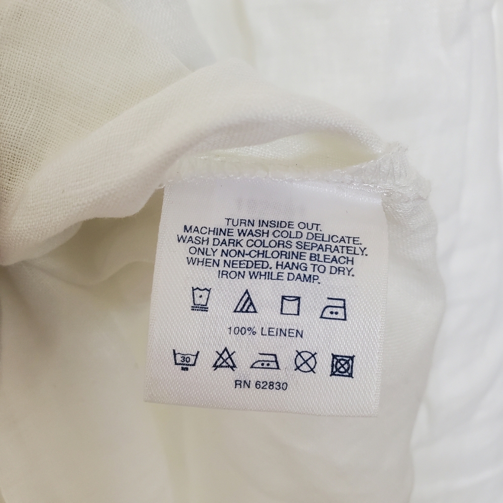 White linen tunic w beautiful bead work. NWT. Lands End - Picture 6 of 6